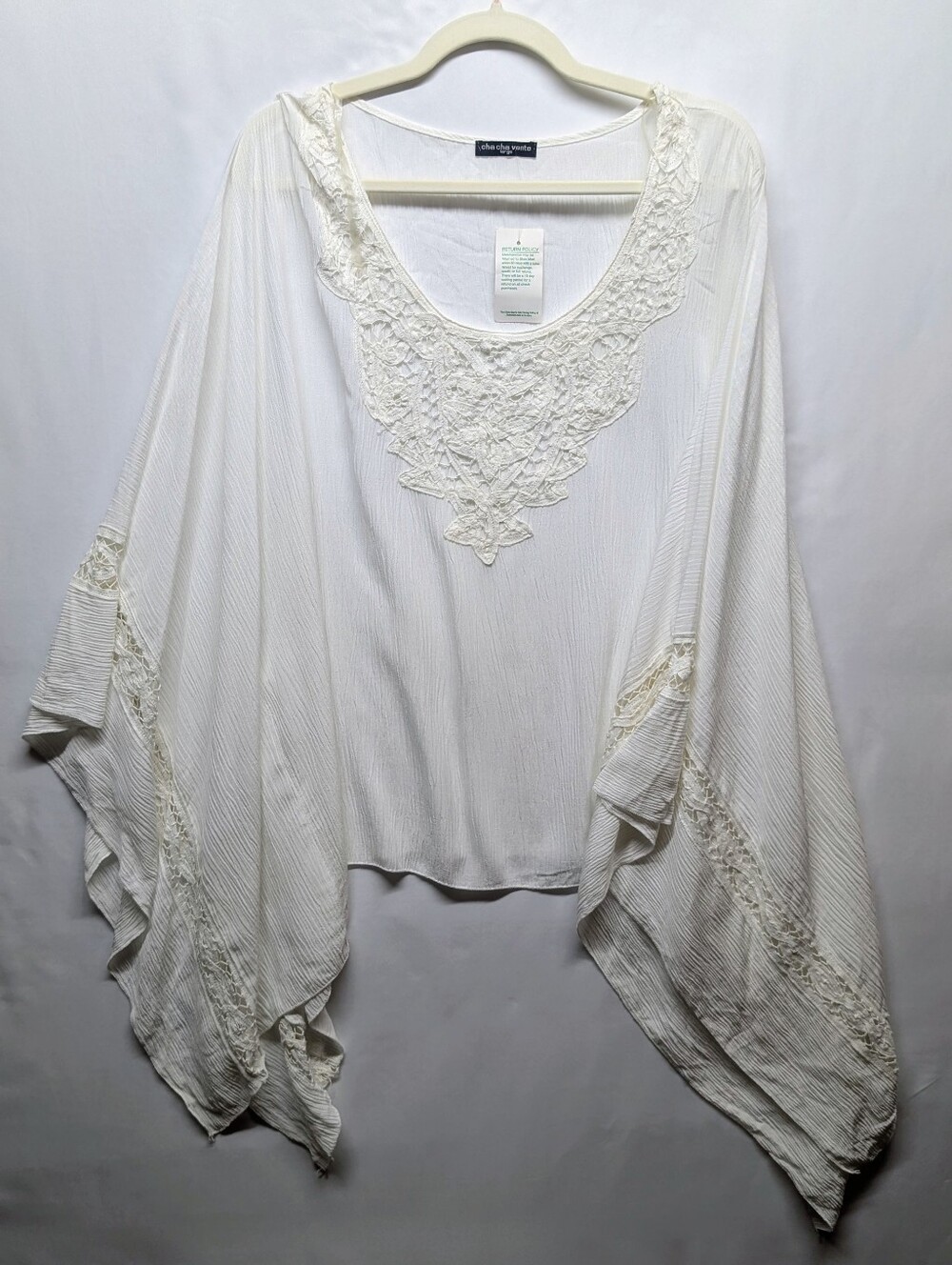 cha cha vente White Boho Lace Yoke Blouse